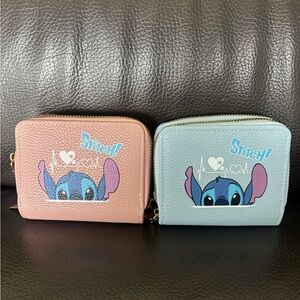 Stitch Pink Double Zip Around Wallet